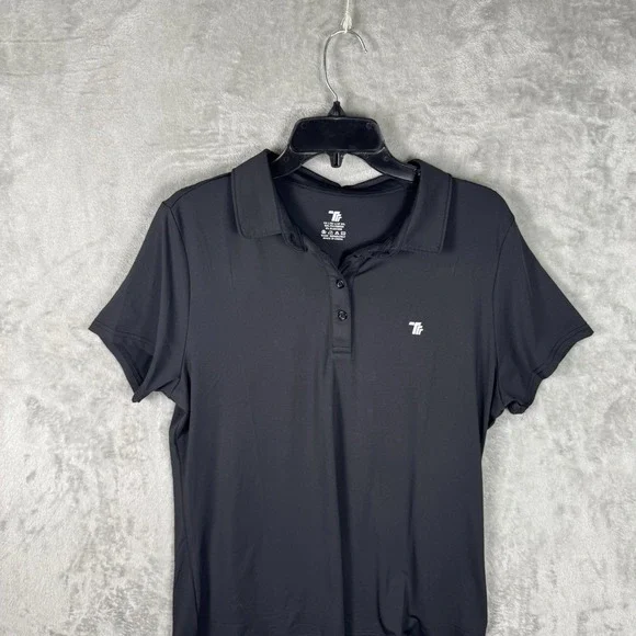 TRR Woman's Golf Activewear Short Sleeve Button Down Polo Black Large - Picture 3 of 9